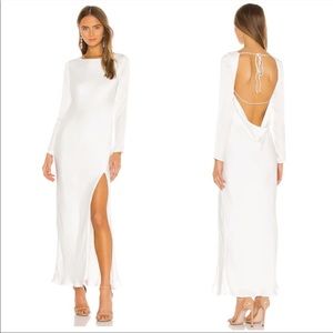 Flaw Bardot River Bias Dress in Orchid White Sz S Revolve Long Sleeve Maxi